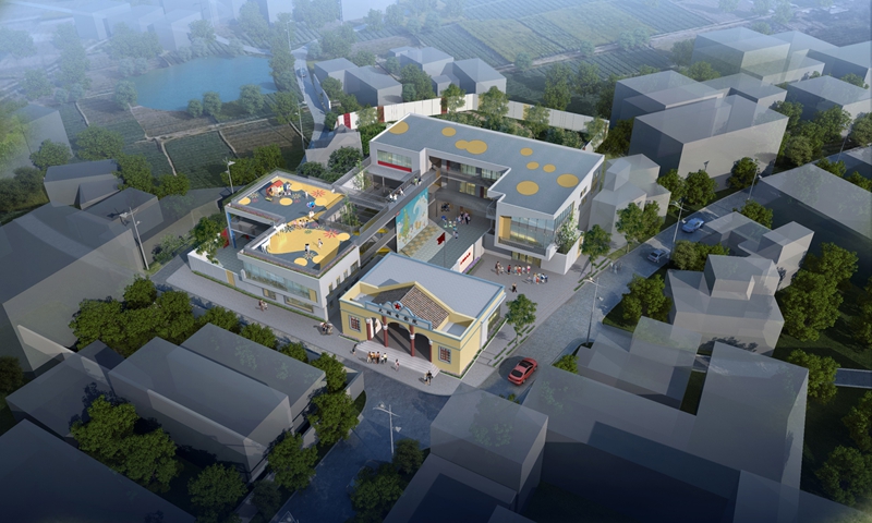 連平縣大湖幼兒園鳥瞰圖--總投資：1198萬